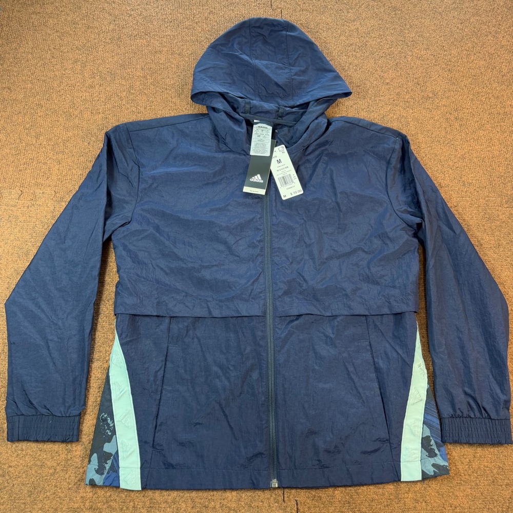 A+ Adidas x Zoe Saldana Womens Windbreaker Jacket Legend Ink Blue GS3426 Size M
